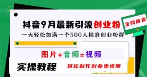 抖音9月最新引流创业粉，轻松制作创业类视频，一天轻松加满一个500人精准创业粉群【揭秘】-沐风资源库