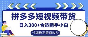 拼多多短视频带货日入300+有长期稳定被动收益，合适新手小白【揭秘】-沐风资源库