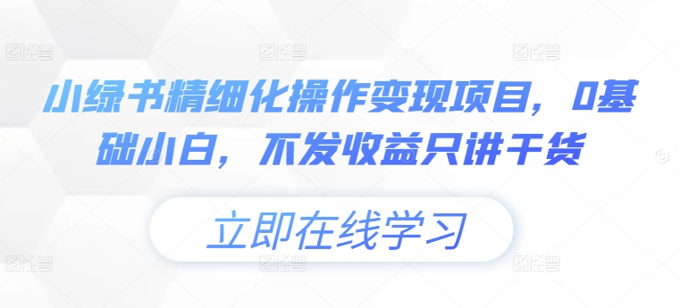 小绿书精细化操作变现项目，0基础小白，不发收益只讲干货-沐风资源库