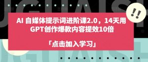 AI自媒体提示词进阶课2.0，14天用 GPT创作爆款内容提效10倍-沐风资源库