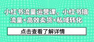 小红书流量运营课，小红书搞流量+高效卖货+私域转化-沐风资源库