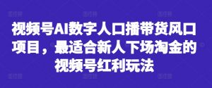 视频号AI数字人口播带货风口项目，最适合新人下场淘金的视频号红利玩法-沐风资源库