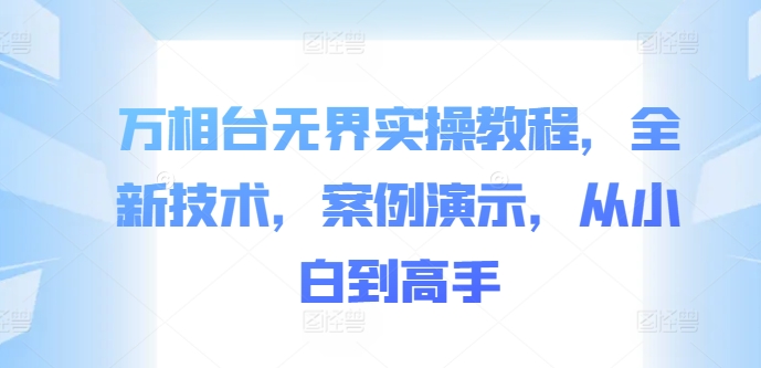 万相台无界实操教程，全新技术，案例演示，从小白到高手-沐风资源库
