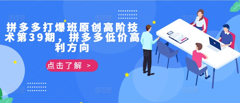 拼多多打爆班原创高阶技术第39期，拼多多低价高利方向-沐风资源库