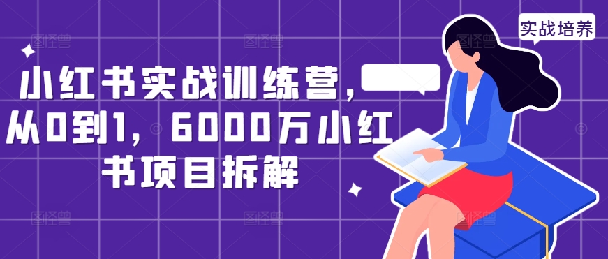 小红书实战训练营，从0到1，6000万小红书项目拆解-沐风资源库