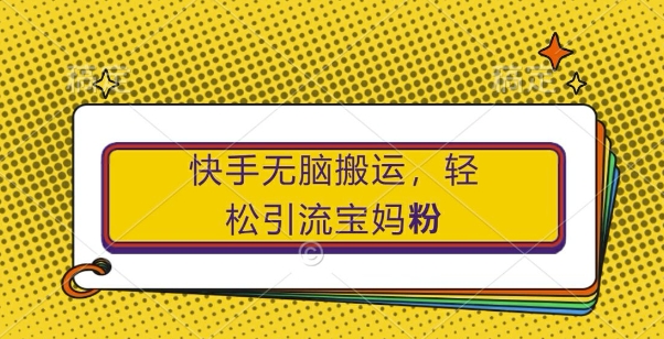 快手无脑搬运,轻松引流宝妈粉,纯小白轻松上手【揭秘】-沐风资源库