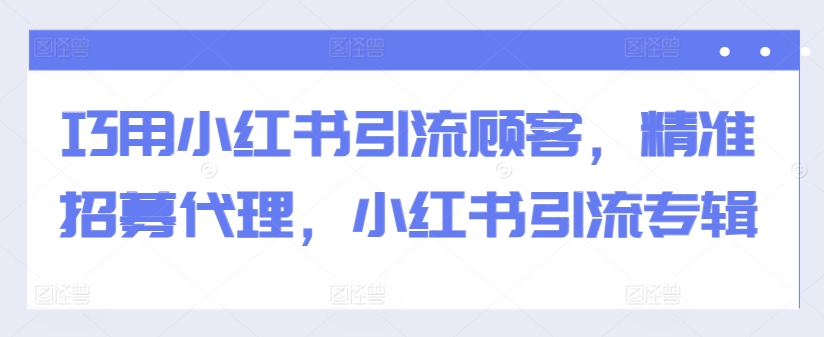 巧用小红书引流顾客，精准招募代理，小红书引流专辑-沐风资源库