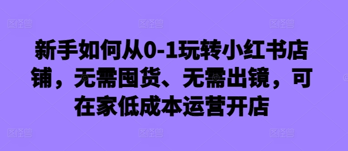 新手如何从0-1玩转小红书店铺，无需囤货、无需出镜，可在家低成本运营开店-沐风资源库