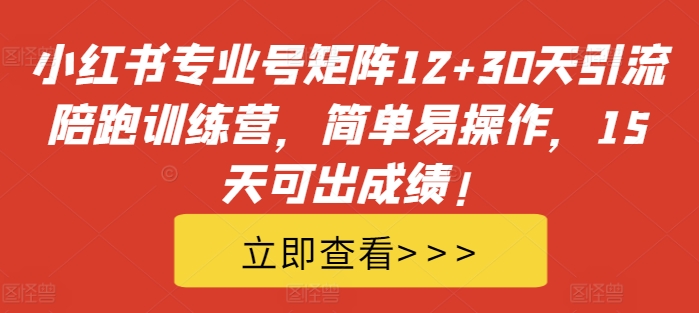 小红书专业号矩阵12+30天引流陪跑训练营,简单易操作,15天可出成绩!-沐风资源库