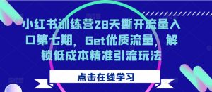 小红书训练营28天撕开流量入口第七期，Get优质流量，解锁低成本精准引流玩法-沐风资源库