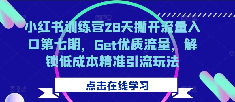 小红书训练营28天撕开流量入口第七期，Get优质流量，解锁低成本精准引流玩法-沐风资源库