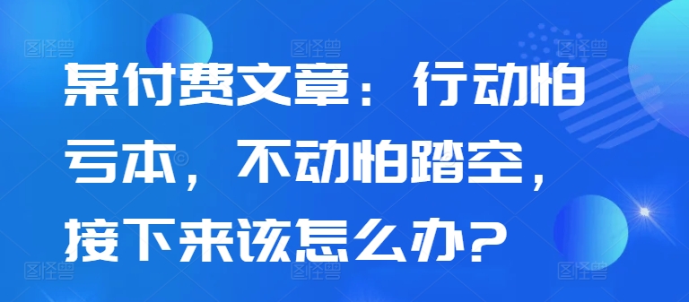 某付费文章：行动怕亏本，不动怕踏空，接下来该怎么办?-沐风资源库