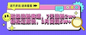 超级涨粉赛道，每天半小时，7天涨粉2W+，轻松过原创，三月变现5W+【揭秘】-沐风资源库