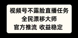 视频号不露脸直播任务，全民漂移大师，官方推流，收益稳定，全民可做【揭秘】-沐风资源库