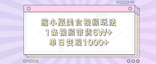 缩小版美食视频玩法，1条视频带货6W+，单日变现1k-沐风资源库