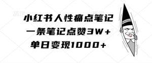 小红书人性痛点笔记，一条笔记点赞3W+，单日变现1k-沐风资源库