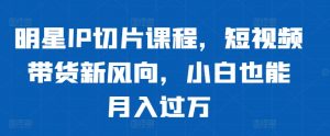 明星IP切片课程,短视频带货新风向,小白也能月入过万-沐风资源库