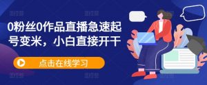 0粉丝0作品直播急速起号变米，小白直接开干-沐风资源库