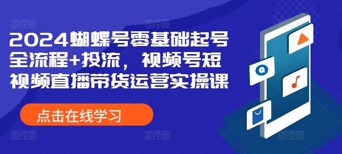 2024蝴蝶号零基础起号全流程+投流，视频号短视频直播带货运营实操课-沐风资源库