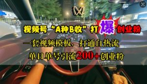 视频号“A种B收”打爆创业粉，一套视频模板打通自热流，单日单号引流200+创业粉-沐风资源库