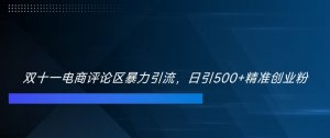 双十一电商评论区暴力引流，日引500+精准创业粉【揭秘】-沐风资源库