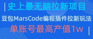 豆包MarsCode编程插件拉新玩法，史上最无脑的拉新项目，单账号最高产值1w-沐风资源库