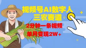 视频号AI数字人玩转三农赛道，2分钟一条视频，单月变现2W+-沐风资源库