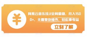 网易云音乐挂JI全网最稳，月入1500+，无需复杂操作，轻松拿收益【揭秘】-沐风资源库