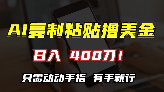 AI复制粘贴撸美金，日入400，只需动动手指，小白无脑操作【揭秘】-沐风资源库