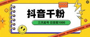 抖音千粉项目，自然涨粉变现，三天起号，日变现1k【揭秘】-沐风资源库
