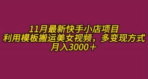 11月K总部落快手小店情趣男粉项目，利用模板搬运美女视频，多变现方式月入3000+-沐风资源库