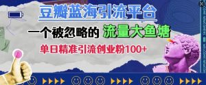 豆瓣蓝海引流平台，一个被忽略的流量大鱼塘，单日精准引流创业粉100+-沐风资源库