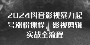 2024抖音影视暴力起号涨粉课程，影视剪辑搬运实战全流程-沐风资源库