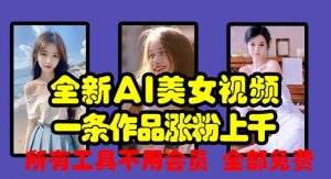 全新AI美女视频，一条作品涨粉上千，所有工具不用会员，全部免费-沐风资源库