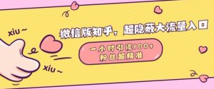 微信版知乎，超隐蔽流量入口1小时引流100人，粉丝质量超高【揭秘】-沐风资源库