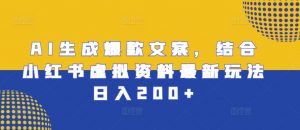 AI生成爆款文案，结合小红书虚拟资料最新玩法日入200+【揭秘】-沐风资源库