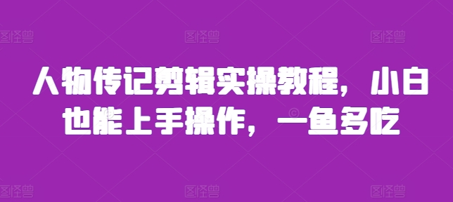 人物传记剪辑实操教程，小白也能上手操作，一鱼多吃-沐风资源库