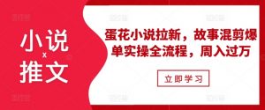 小说推文之蛋花小说拉新，故事混剪爆单实操全流程，周入过万-沐风资源库