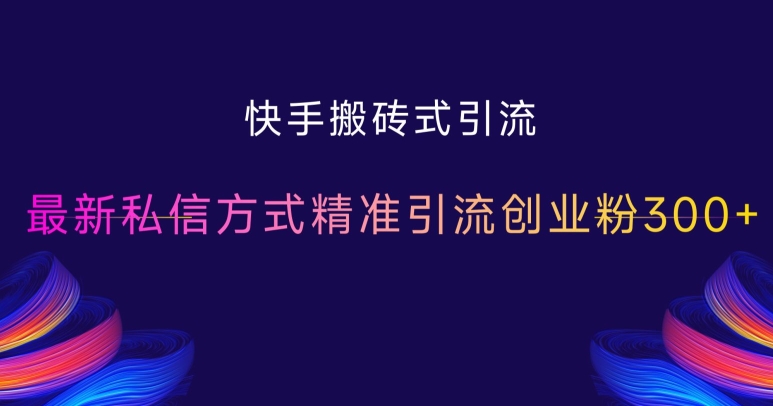 快手搬砖式引流，最新私信方式精准引流创业粉300+-沐风资源库