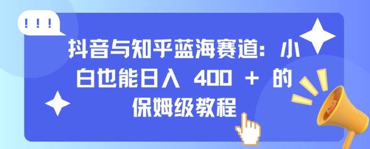抖音与知乎蓝海赛道：小白也能日入 4张 的保姆级教程-沐风资源库