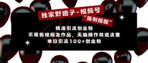 独家野路子利用视频号“强制提醒”，不需剪视频发作品，无脑操作就进流量，单日引流100+创业粉-沐风资源库