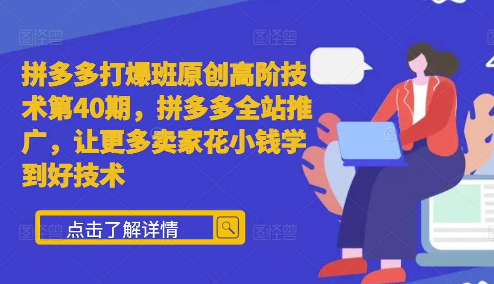 拼多多打爆班原创高阶技术第40期，拼多多全站推广，让更多卖家花小钱学到好技术-沐风资源库
