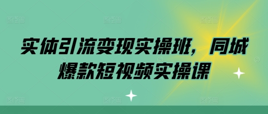 实体引流变现实操班，同城爆款短视频实操课-沐风资源库