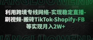 利用跨境专线网络-实现稳定直播-刷视频-搬砖TikTok-Shopify-FB等实现月入2W+【揭秘】-沐风资源库