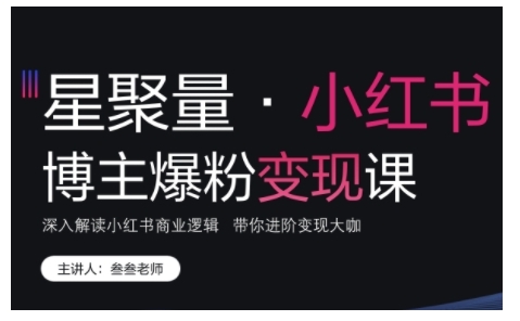 小红书博主爆粉变现课，深入解读小红书商业逻辑，带你进阶变现大咖-沐风资源库