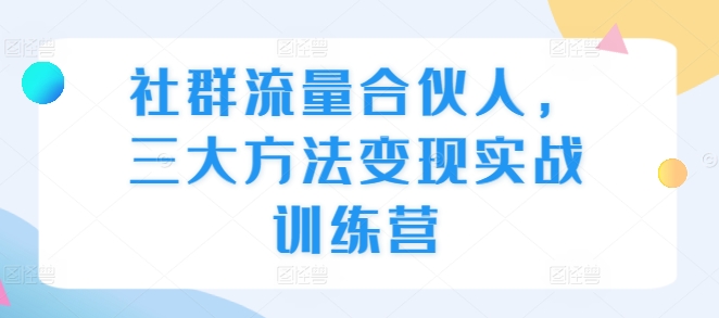 社群流量合伙人，三大方法变现实战训练营-沐风资源库