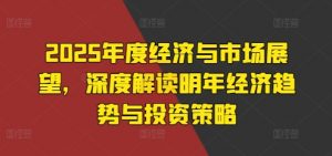 2025年度经济与市场展望，深度解读明年经济趋势与投资策略-沐风资源库