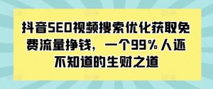 抖音SEO视频搜索优化获取免费流量挣钱，一个99%人还不知道的生财之道-沐风资源库