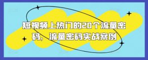 短视频上热门的20个流量密码，流量密码实战案例-沐风资源库