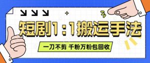 抖音短剧最新玩法，一刀不剪也能轻松过原创，一个作品3分钟，单账号收益3张，可矩阵操作【揭秘】-沐风资源库